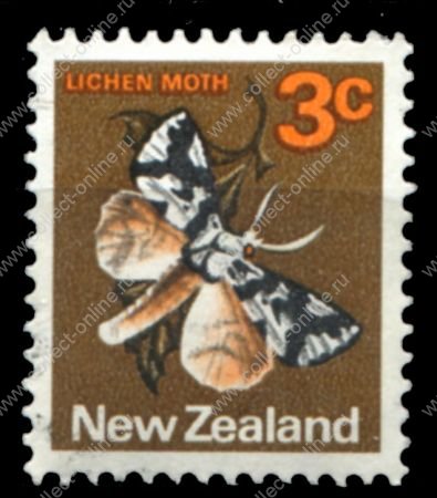 Новая Зеландия 1970-1971 гг. • SC# 442 • 3 c. • Основной выпуск • мотылёк • Used F-VF
