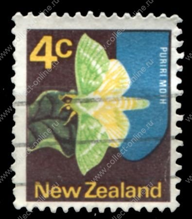Новая Зеландия 1970-1971 гг. • SC# 443 • 4 c. • Основной выпуск • "милый" мотылёк • Used F-VF
