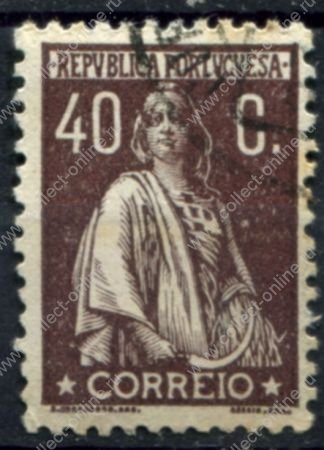 Португалия 1912-1931 гг. • Sc# 261 • 40 c. • (с именем гравёра) • богиня Церера • стандарт • Used F-VF