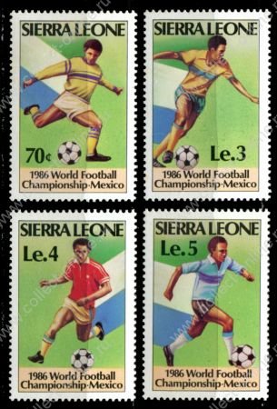 Сьерра-Леоне 1986 г. • SC# 745-8 • 70 c. - 5 Le . • Футбол, Чемпионат мира (Мексика) • полн. серия • MNH OG XF ( кат. - $7 )