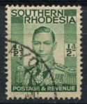 Южная Родезия 1937 г. • Gb# 40 • ½ d. • Георг VI (военный мундир) • Used F-VF
