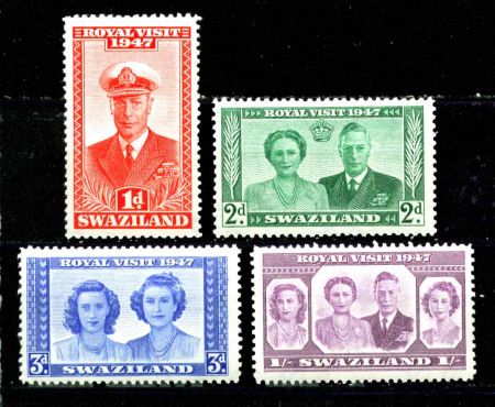 Свазиленд 1947 г. Gb# 42-5 • 1 d. - 1 sh. • Королевский визит • полн. серия • MH OG VF