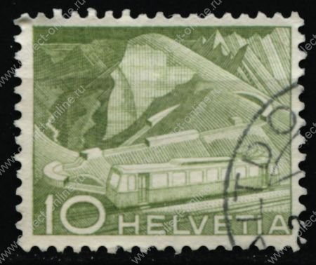 Швейцария 1949 г. Sc# 330 • 10 c. • горная железная дорога • стандарт • Used VF