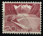 Швейцария 1949 г. Sc# 332 • 20 c. • горное водохранилище • стандарт • Used VF