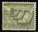 Швейцария 1949 г. Sc# 334 • 30 c. • плотина гидроэлектростанции • стандарт • Used VF