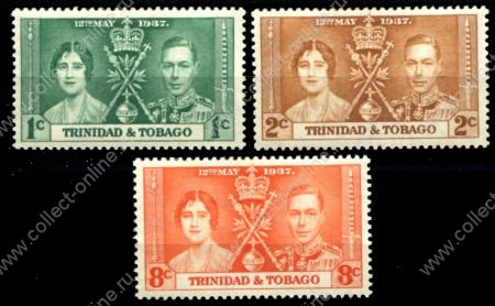 Тринидад и Тобаго 1937 г. • Gb# 243-245 • Коронация Георга VI • полн. серия • MH OG VF 