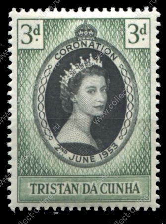Тристан да Кунья 1953 г. • Gb# 13 • 3 d. • Коронация Елизаветы II • MNH OG XF ( кат.- £1 )
