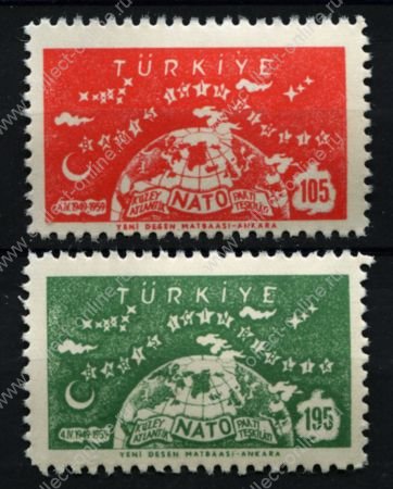 Турция 1959 г. • SC# 1436-7 • 105 и 195 k. • 10-летие создания НАТО • полн. серия • MNH OG VF