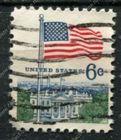 США 1968 г. • Sc# 1338 • 6 c. • флаг • стандарт • Used F-VF