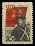 СССР 1938 г. • Сол# 589 • 20 коп. • 20 лет РККА • танкист • MNH OG VF