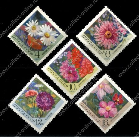 СССР 1970 г. • Сол# 3943-3947 • 4 - 16 коп. • декоративные цветы • полн. серия • MNH OG VF ( кат. - ₽120 )