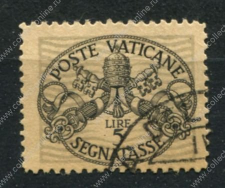 Ватикан 1945 г. • Mi# PM 12 • 5 L. • герб Ватикана • служебный выпуск ( для сборов ) • Used VF