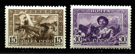 СССР 1941 г. • Сол# 798-9 • 15 и 30 коп. • Киргизская ССР • полн. серия • MNH OG VF