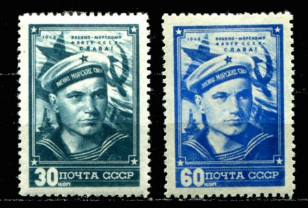 СССР 1948 г. • Сол# 1306-7 • 30 и 60 коп. • День ВМФ • полн. серия • MNH OG VF