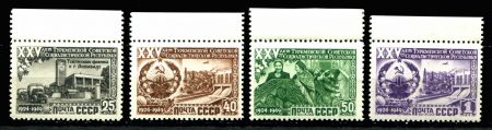 СССР 1950 г. • Сол# 1493-6 • 25 коп. - 1 руб. • 25 лет Туркменской ССР • полн. серия • MNH OG XF+