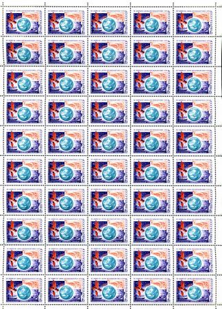 СССР 1974 г. • Сол# 4325 • 6 коп. • День космонавтики • лист 50 марок(5x10) • MNH OG XF