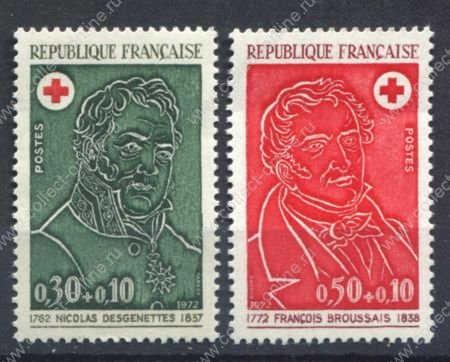 Франция 1972 г. • Mi# 1815-6(Sc# B461-2) • Знаменитые французы • полн. серия • MNH OG VF