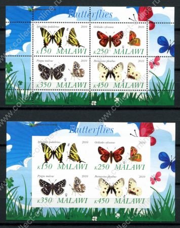 Малави 2010 г. • Mi# • насекомые, бабочки • 2 блока (зуб. и б.з.) • MNH OG VF