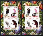Малави 2010 г. • Mi# • Птицы, попугаи • 2 блока (зуб. и б.з.) • MNH OG VF