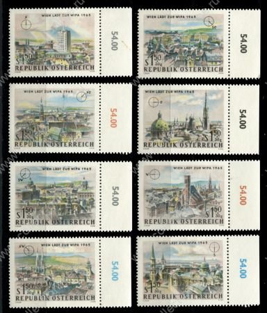 Австрия 1964 г. • MI# 1164-71 • 1.50 + 0.30 s.(8) • Филателистическая выставка WIPA • архитектура Вены • полн. серия • MNH OG Люкс ( кат. - €3 )