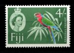 Фиджи 1962-1967 гг. • Gb# 321 • 4 sh. • Елизавета II • осн. выпуск • попугай • MNH OG XF ( кат. - £8 )