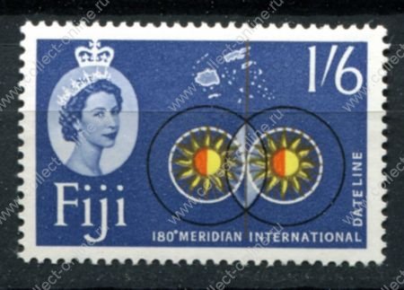 Фиджи 1962-1967 гг. • Gb# 318 • 1s.6d. • Елизавета II • осн. выпуск • карта архипелага • MLH OG VF