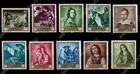 Испания 1962 г. • Mi# 1304-1313 • испанская живопись • Франсиско де Сурбаран • полн. серия • MNH OG VF ( кат. - €18 )