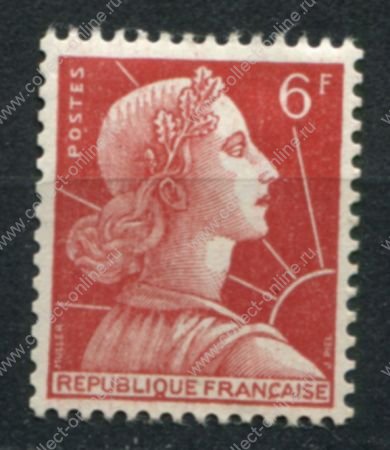 Франция 1955 г. • Mi# 1062 • 6 fr. • Марианна • стандарт • MH OG VF ( кат. - €3 )