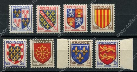 Франция 1949-1959 гг. • гербы • лот 8 старинных марок (стандарт) • MNH/MH OG F-VF