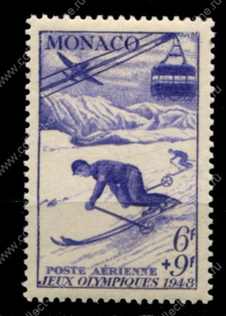 Монако 1948 г. • Mi# 345 • 6+6 fr. • Летние Олимпийские Игры, Лондон • авиапочта • MH OG VF ( кат. - €15 )