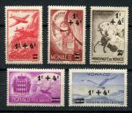 Монако 1945 г. • Mi# 297-301(Sc# CB1-5) • надпечатки нов. номиналов • авиапочта • полн. серия • MH OG F-VF