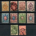 Российская Империя 1875-1919 гг. • подборка 8 марок + 2 вырезки • стандарт • Used F-VF