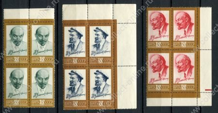 СССР 1961 г. • Сол# 2573-5 • В. И. Ленин • стандарт • полн. серия • кв. блоки • MNH OG XF+