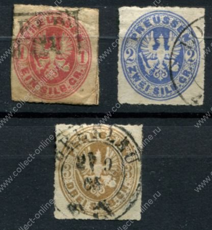 Пруссия 1861 г. • Mi# 16-18 • 1 - 3 Sgr. • герб • полн. серия • Used F-VF ( кат.- €7+ )