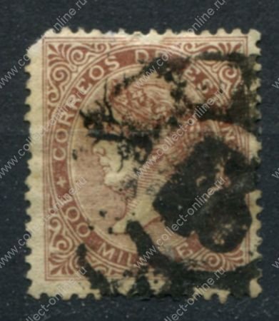 Испания 1868 г. • Mi# 94 • 100 m. • Изабелла II • стандарт • Used VG* ( кат. - €75 )