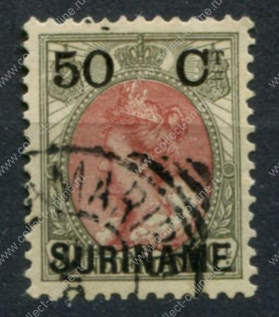 Суринам 1900 г. • Sc# 36 • 50 на 50 c. • надпечатка • Used VF ( кат. - $10 )