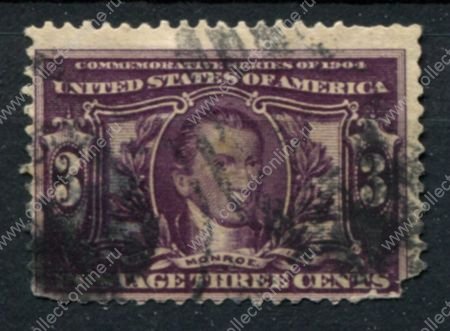 США 1904 г. • Sс# 325 • 3 c. • Выставка в Луизиане • президент Джеймс Монро • Used VG- ( кат. - $30 )