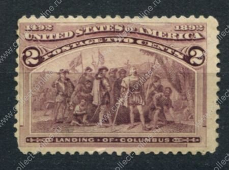 США 1893 г. • SC# 231 • 2 c. • Колумбова выставка • Высадка на остров • MNG F-VF ( кат. - $15- )