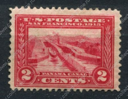 США 1913 г. SC# 398 • 2 c. • Выставка "Панама-Тихий Океан" • корабли в канале • перф. 12 • MH OG F-VF ( кат. - $20 )