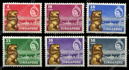 Сингапур 1959 г. • Gb# 53-58 • Новая Конституция • полн. серия • MLH OG XF ( кат.- £ 12 )