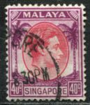 Сингапур 1948-1952 гг. • Gb# 11 • 40 c. • Георг VI • перф. 14 • стандарт • Used VF ( кат. - £10 )