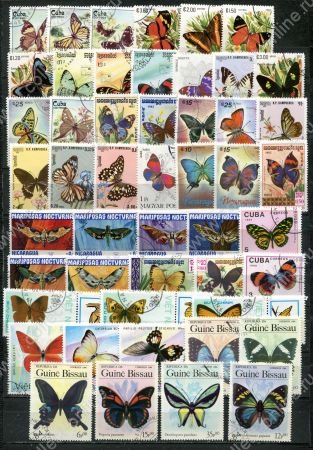Фауна(бабочки) • набор 49 разных иностранных марок • Used(ФГ) VF