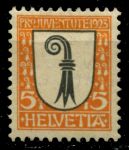 Швейцария 1923 г. • Mi# 185 • 5+5 rp. • гербы • кантон Базель • благотворительный выпуск • MNH OG VF