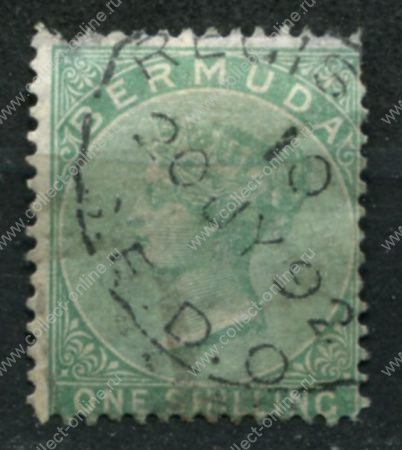 Бермуды 1865-1903 гг. • Gb# 8 • 1 sh. • Королева Виктория • стандарт • Used F- ( кат.- £ 75 )