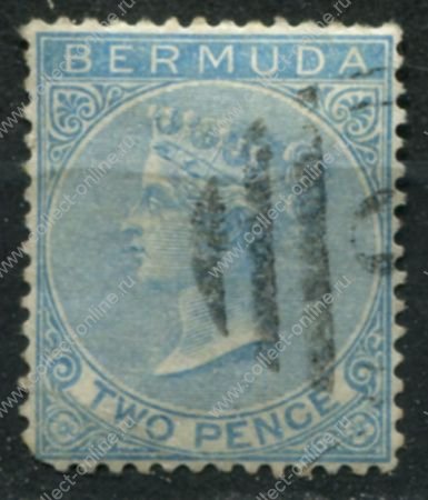 Бермуды 1865-1903 гг. • Gb# 3 • 2 d. • Виктория • стандарт • Used F-VF ( кат. -  £45 )