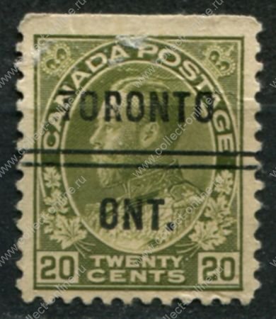 Канада 1911-1925 гг. • SC# 119 • 20 c. • Георг V • выпуск "Адмирал" (предгашение Торонто) • стандарт • Used F-VF ( кат.- $ 2,5 )