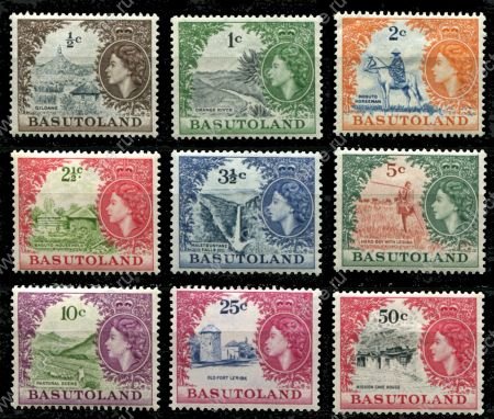 Басутоленд 1961-1963 гг. • Gb# 69..78 • ½ .. 50 c. • Елизавета II • основной выпуск • 9 марок • MH OG VF ( кат. - £40 )