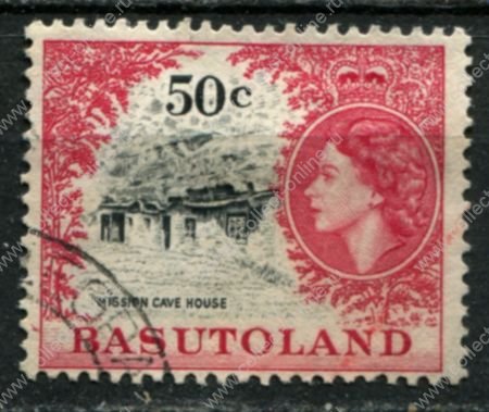 Басутоленд 1961-1963 гг. • Gb# 78 • 50 c. • Елизавета II • основной выпуск • пещерный дом • Used XF ( кат.- £ 30 )