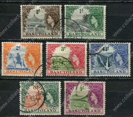  Басутоленд 1954-1958 гг. • Gb# 43-9 • ½ d. - 1 sh. • Елизавета II • основной выпуск ( 7 марок ) • Used VF