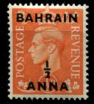 Бахрейн 1950-1955 гг. • Gb# 71 • ½ a. на ½ d. • Георг VI • надп. на м. Великобритании • стандарт • MNH OG VF ( кат.- £ 3 )